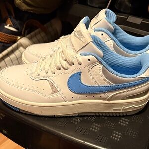 Nike White and Light Blue Gamma Force Shoes